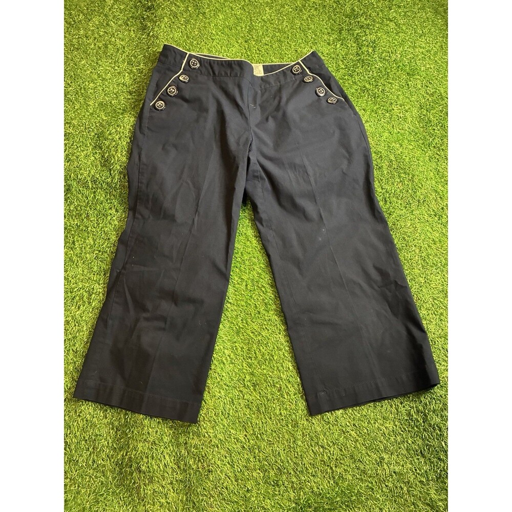 Dockers Women’s Navy Sailor Cropped Pants Button Detail Size 10